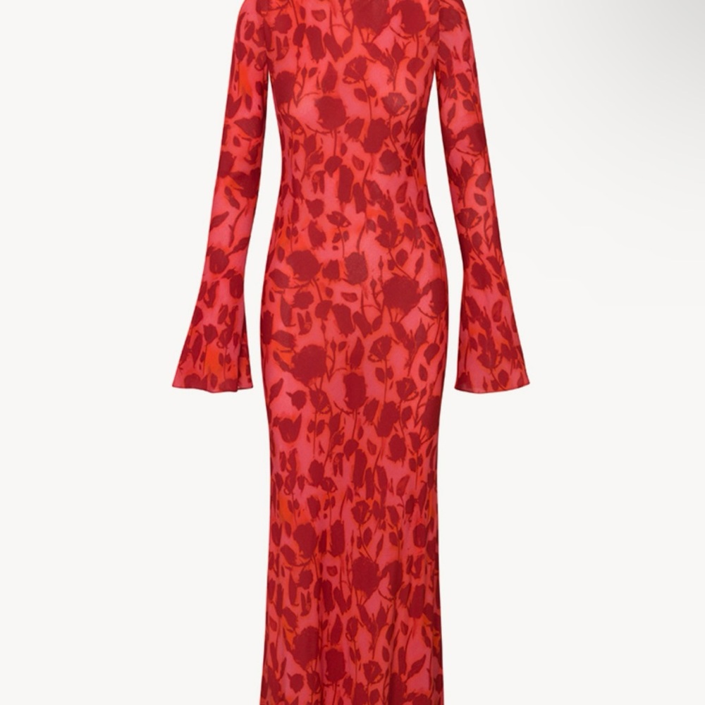 Elegant Red Floral Dress